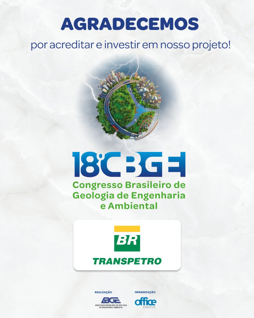 Capa da notícia Agradecemos à Transpetro&#44; patrocinadora oficial do 18º CBGE 